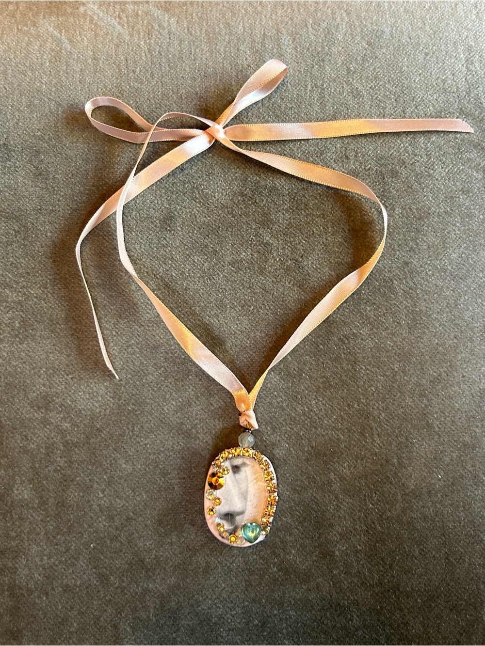Delicate Pink Ribbon Pendant Necklace with Crystal Accents
